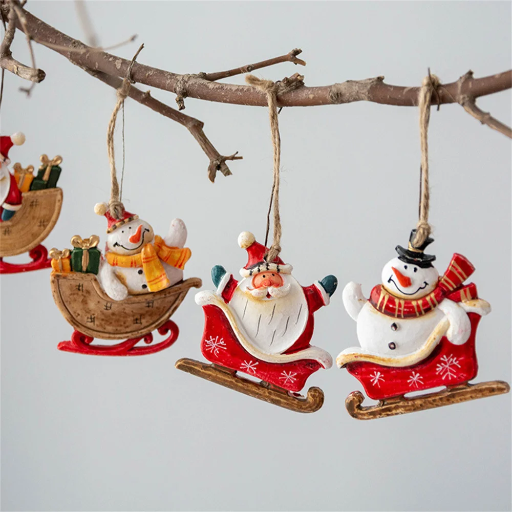 New Christmas Resin Small Pendant Cartoon Multicolor Santa Claus Decoration Hanging Ornaments Party Supplies Gift