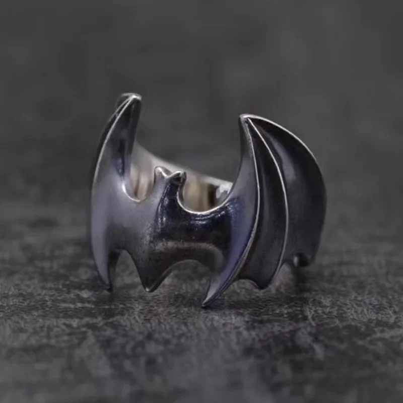 925 Sterling Silver Bat Rings Christmas Gift for Men Women Jewelry Fashion Charms Accessories Retro Adjustable Opening