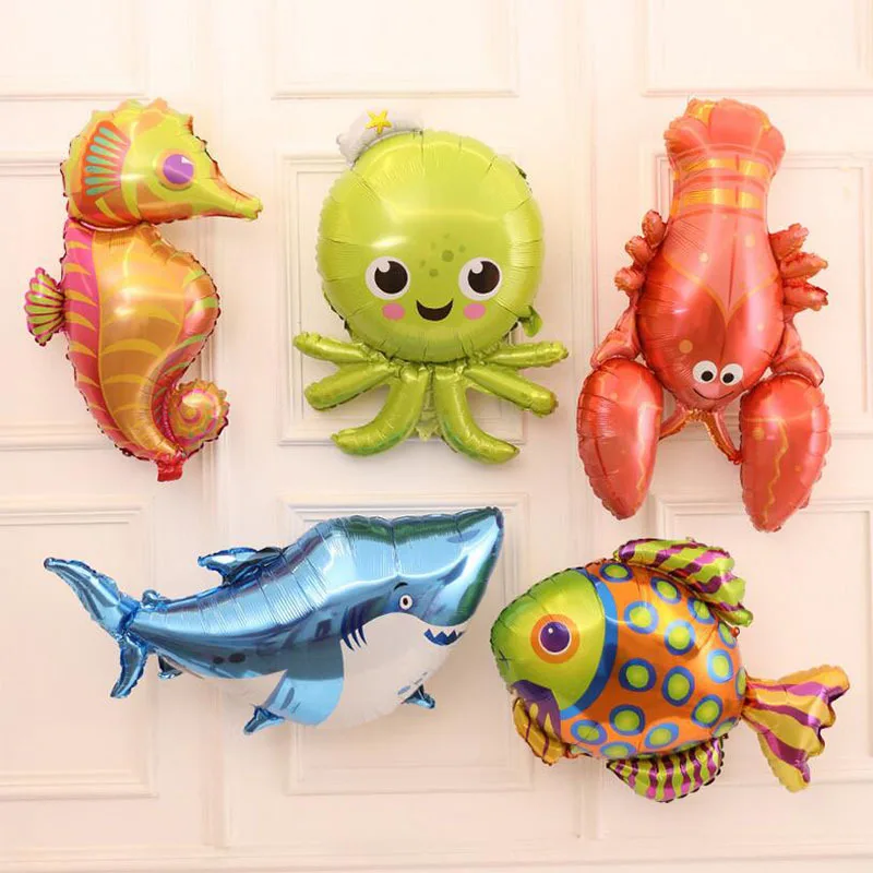 Sea animal balloons under the sea for children, helium balloons, Ocean World, mermaid, birthday party decoration, baby shower