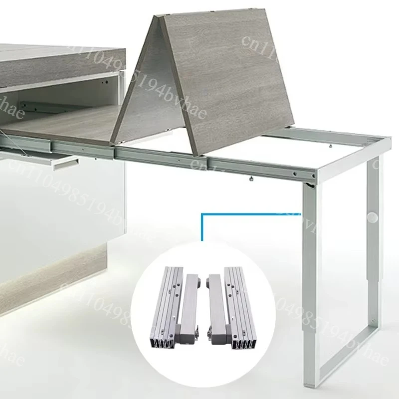 Pull Out Table Slide Telescopic Rail Table, Heavy Duty Aluminum Alloy Multi-Fold Table Slide, Smooth Sliding Durable Table Rail