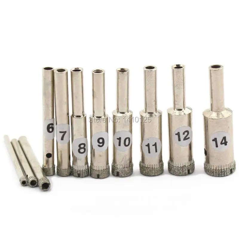 11個入り-3-4-5-6-7-8-9-10-11-12-14-mm-ダイヤモンドコアドリルビット-コーティング穴あけカッター-ソー-石材穴あけ-ガラス-タイル-大理石-花崗岩用