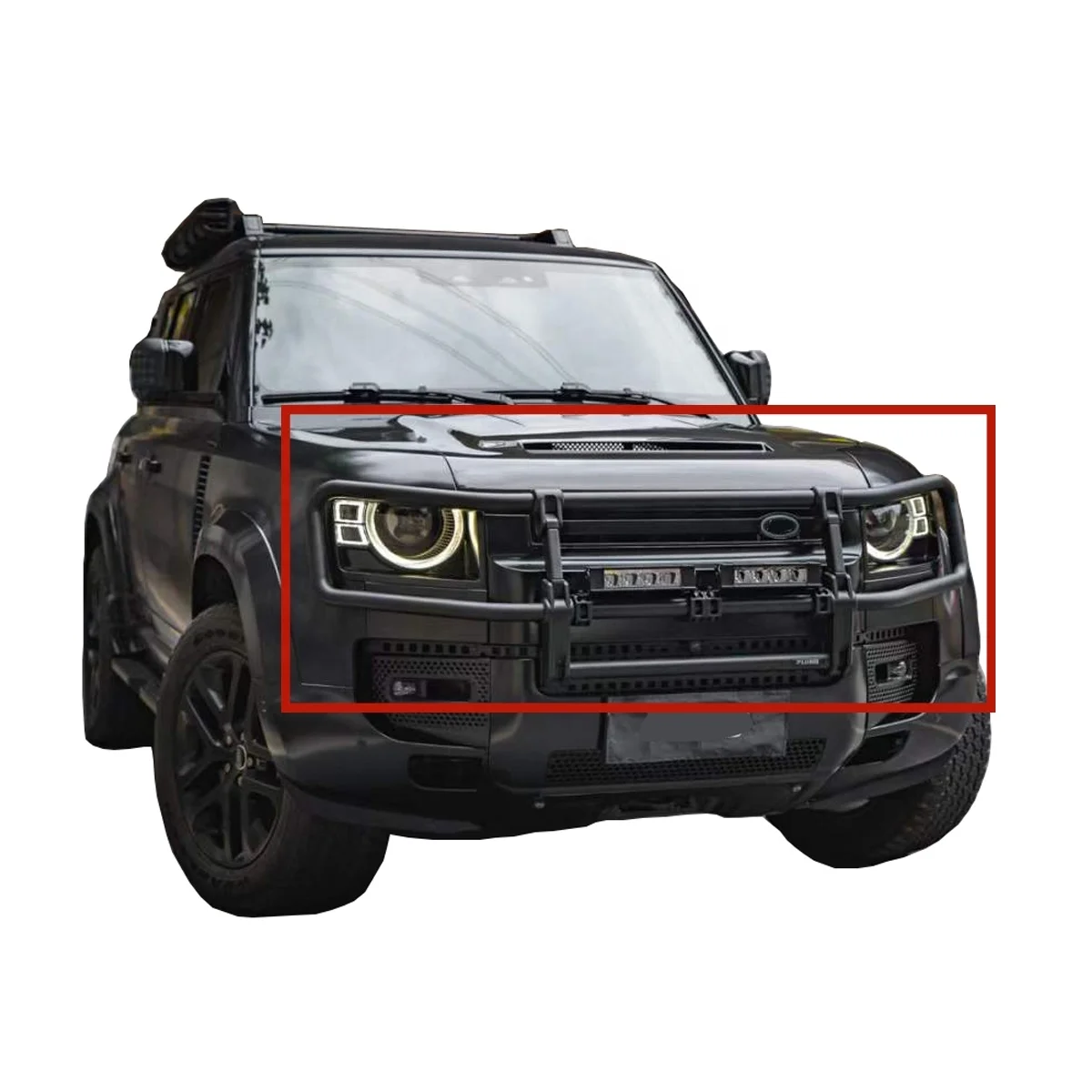 Front Bumper Fit Al-Mg Alloy Dry Carbon Fiber Bull Bar For La nd Ro ver Defender 2020-2024