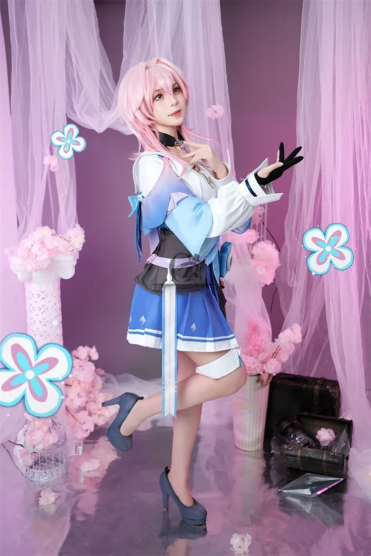 7 de março cosplay traje jogo honkai estrela ferroviário bonito azul vestido feminino halloween carnaval festa uniforme marinheiro