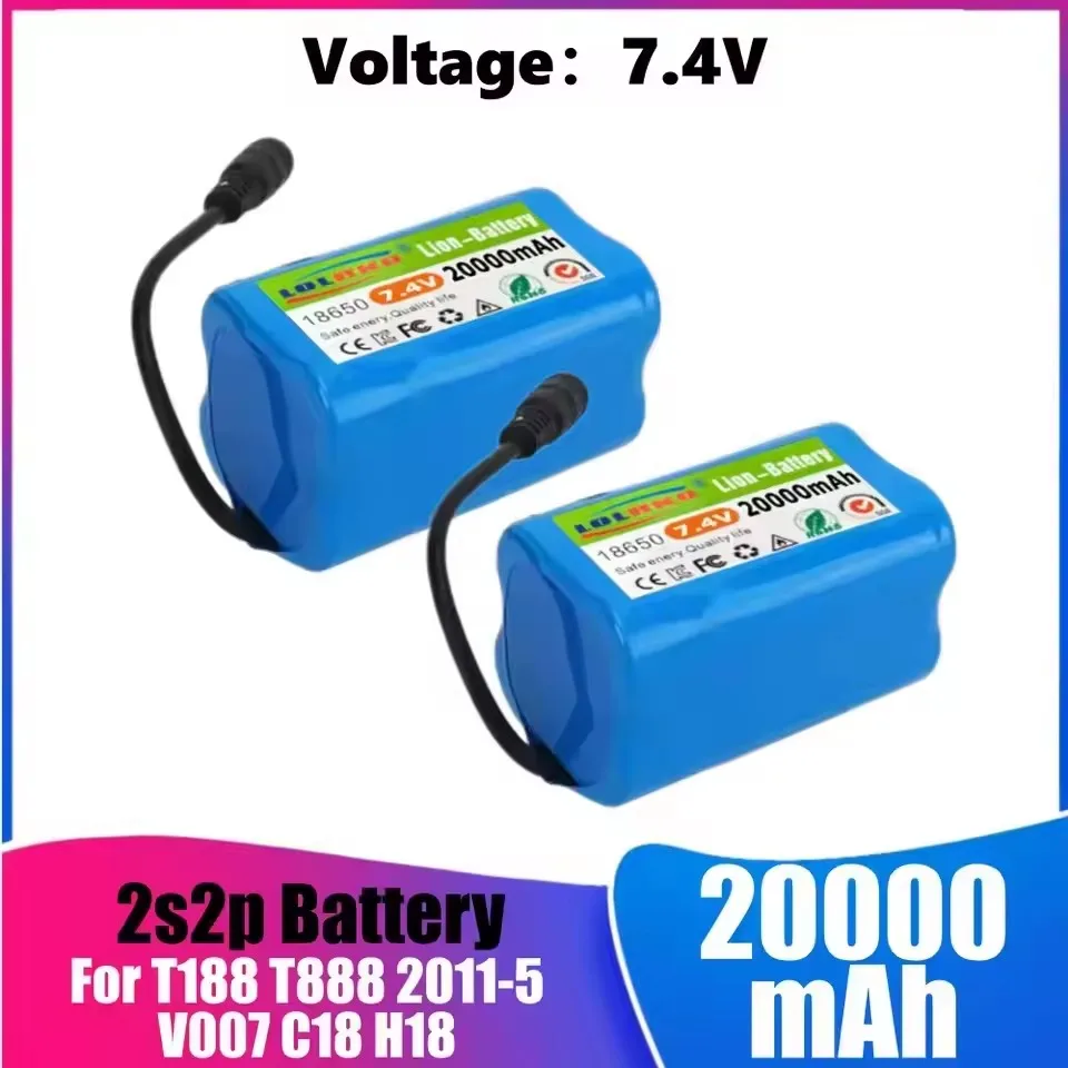 7,4V 20000mAh Akku mit USB-Ladegerät für T188 T888 2011-5 V007 C18 H18 Fernbedienung RC Angelköderboot Ersatzakku-Teile