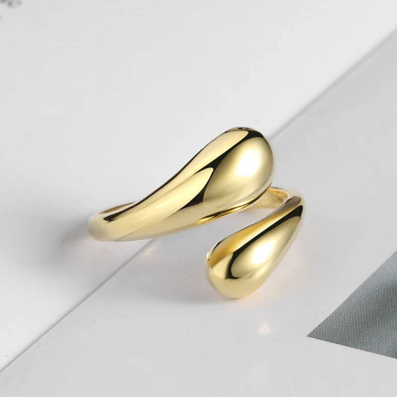 New Fashion Designer Gold Silver Colour Water Drop Ring Woman Europe America  Luxury Jewelry Trendy 2024