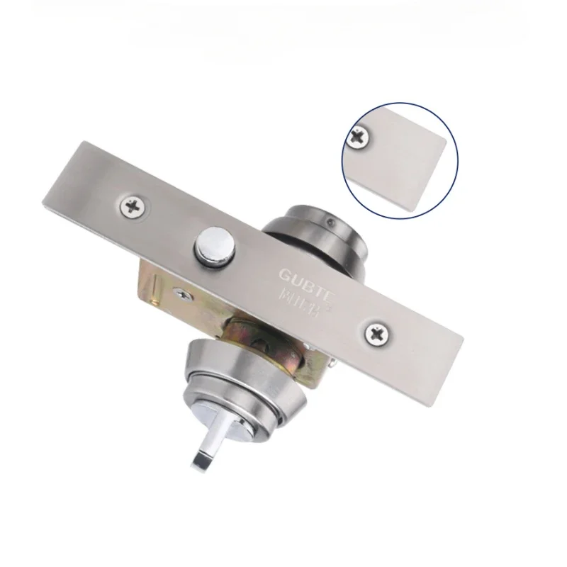 Metal Glass Framed Door Lock Floor Spring Invisible Door Lock Store and Office Door Locks, Hardware Accessories with Key