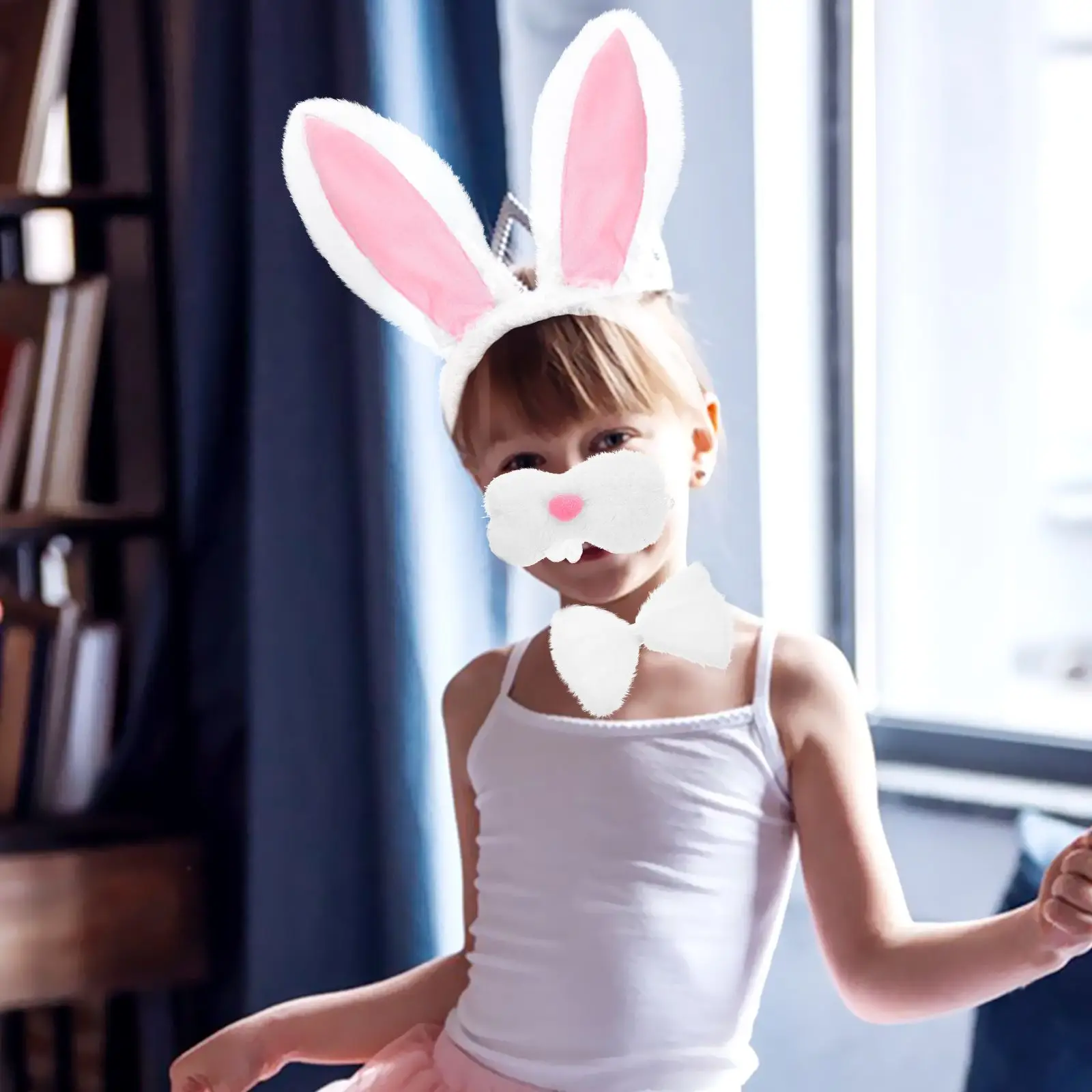 Costume da coniglio Set di fasce per orecchie di coniglio per adulti Fasce per feste per maschera di coda per ragazze