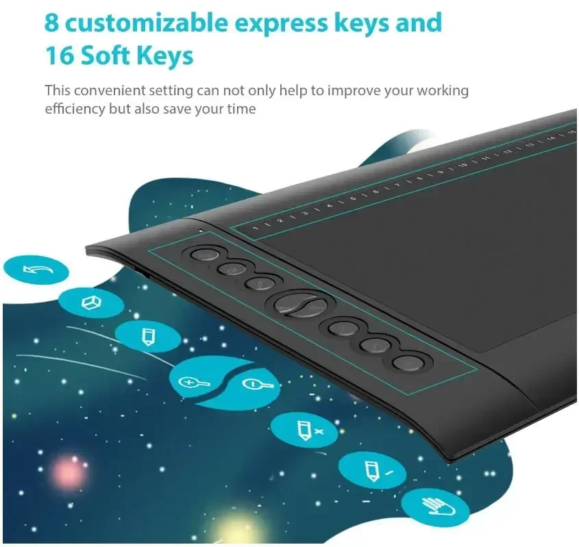 Huin H610Pro V2 10 × 6.25 بوصة تخصيص المفاتيح السريعة رسم الرسومات #4