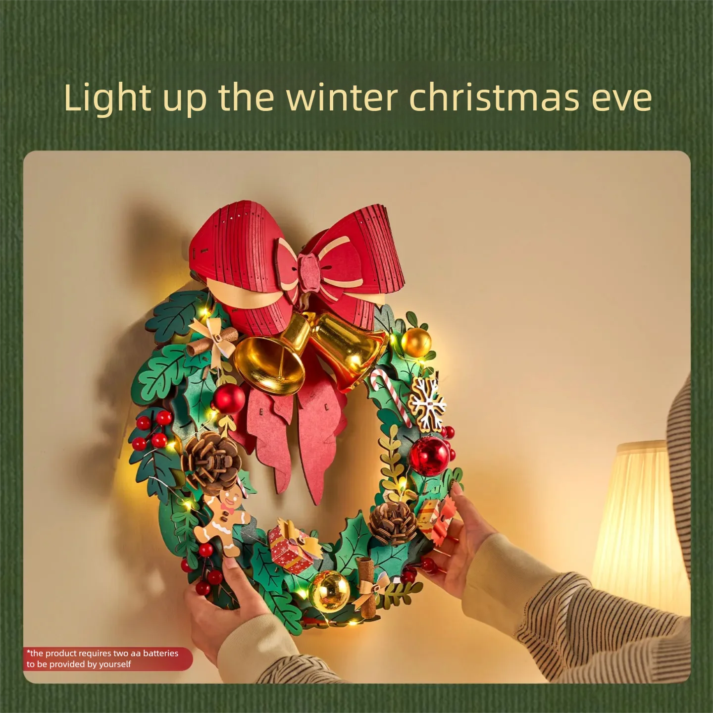 DIY Christmas Wreath Wooden 3D Puzzle Fun Family Activity & Holiday Gift for Kids Adults, Festive Decor for Home Tree Door