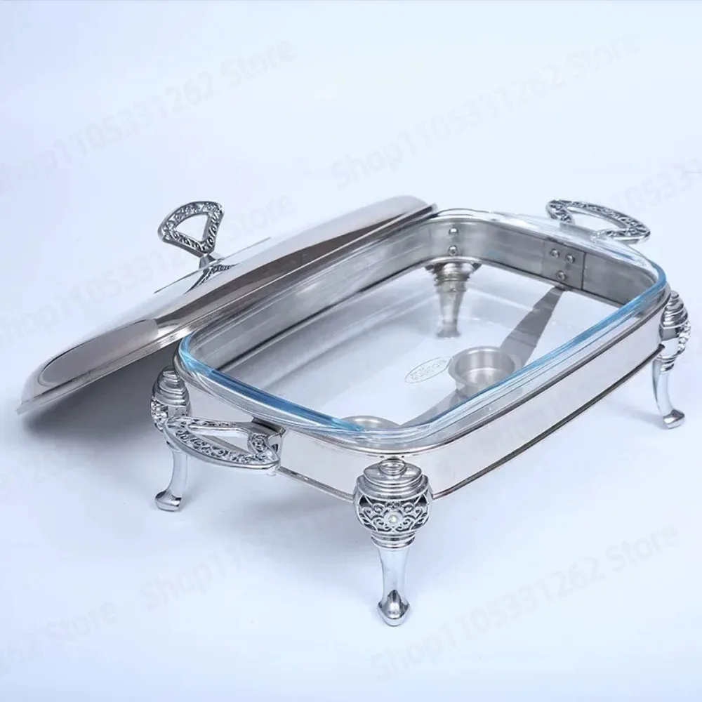 Stainless Steel Commercial Fish Grill Multi Function Solid Alcohol Stove Hotel Luxury Heat Resistant Glass Cooker