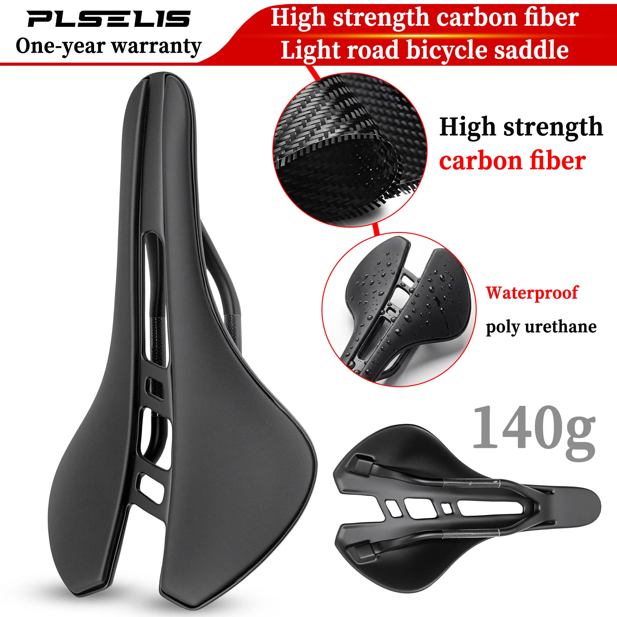 PLSELIS خفيفة للغاية عالية القوة T800 ألياف الكربون 130 جرام السرج الطريق وسادة مقعد السيارة جوفاء تنفس غير خانق دراجة الوصول #1