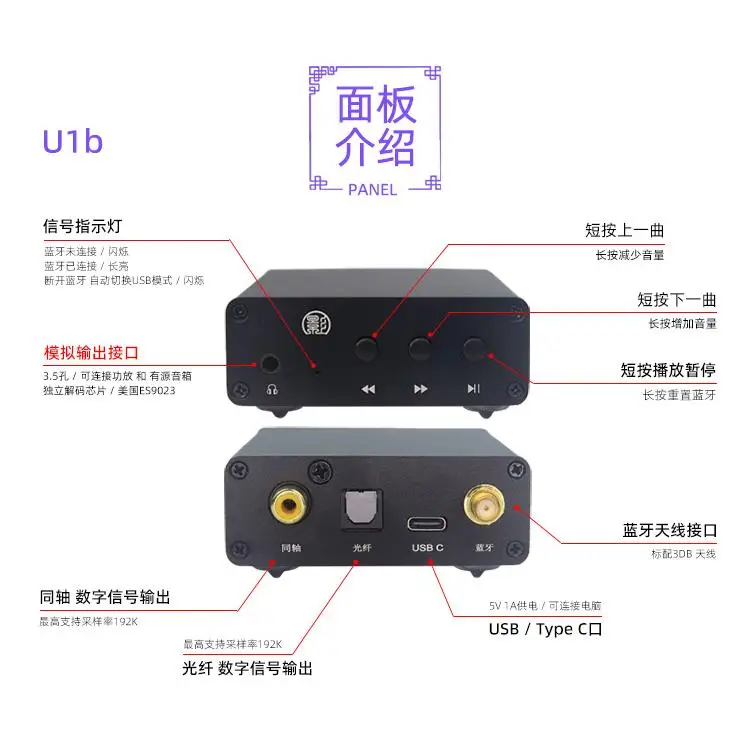 Little Shadow U1 5.1 Bluetooth-приемник QCC5125 к коаксиальному оптоволоконному цифровому интерфейсу LDAC 5.3 5171