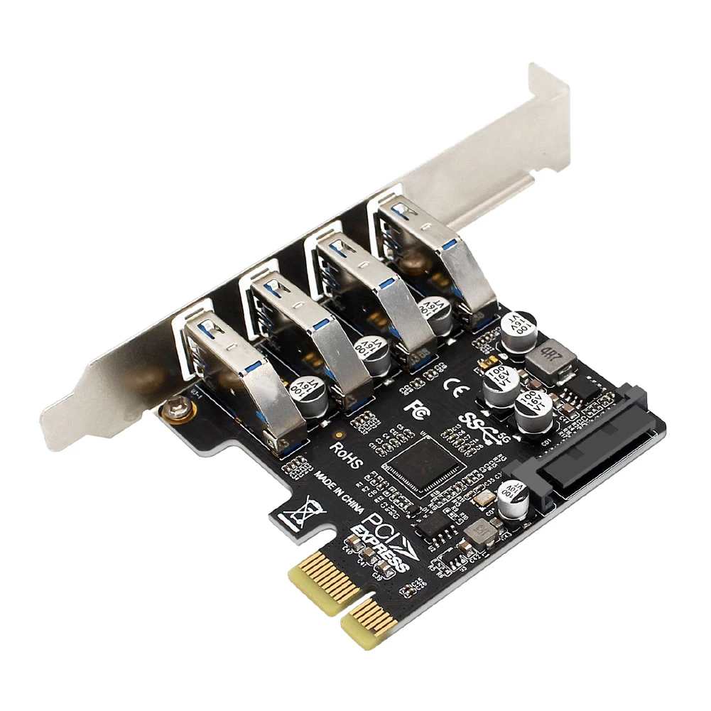 4 Port PCIe USB 3.0 HUB Adapter USB3 PCIe USB3.0 Controller 5Gbps Controller Converter PCI-E Extender Adapter Card for Computer