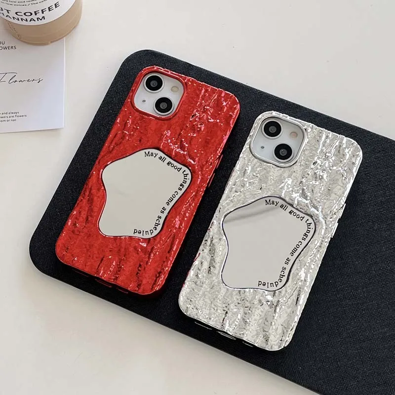 Electroplated Bark Pattern Mirror Protective Cover for iPhone 11 12 13 14 15 Pro Max Phone Case for iPhone 7 8 Plus XS Max X XR