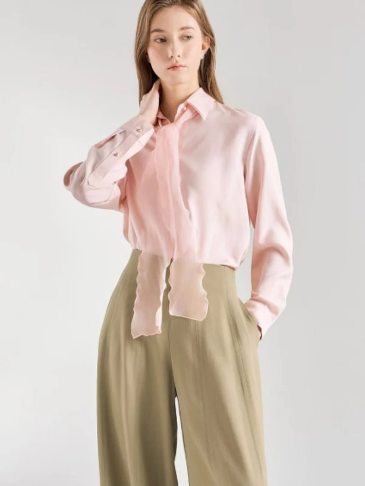 

Модная повседневная рубашка в корейском стиле с длинным рукавом, приятная к телу, удобная, свободного кроя, с поясом, для повседневной носки, для молодых женщин