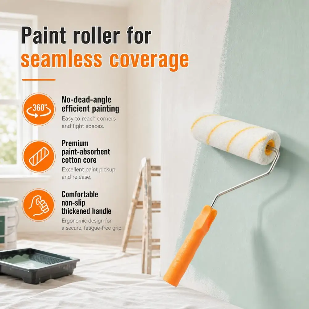 New Paint Roller For Seamless Coverage Dense Bristles Latex Paint Roller Rollers For Painting Walls, Cabinets, Doors,