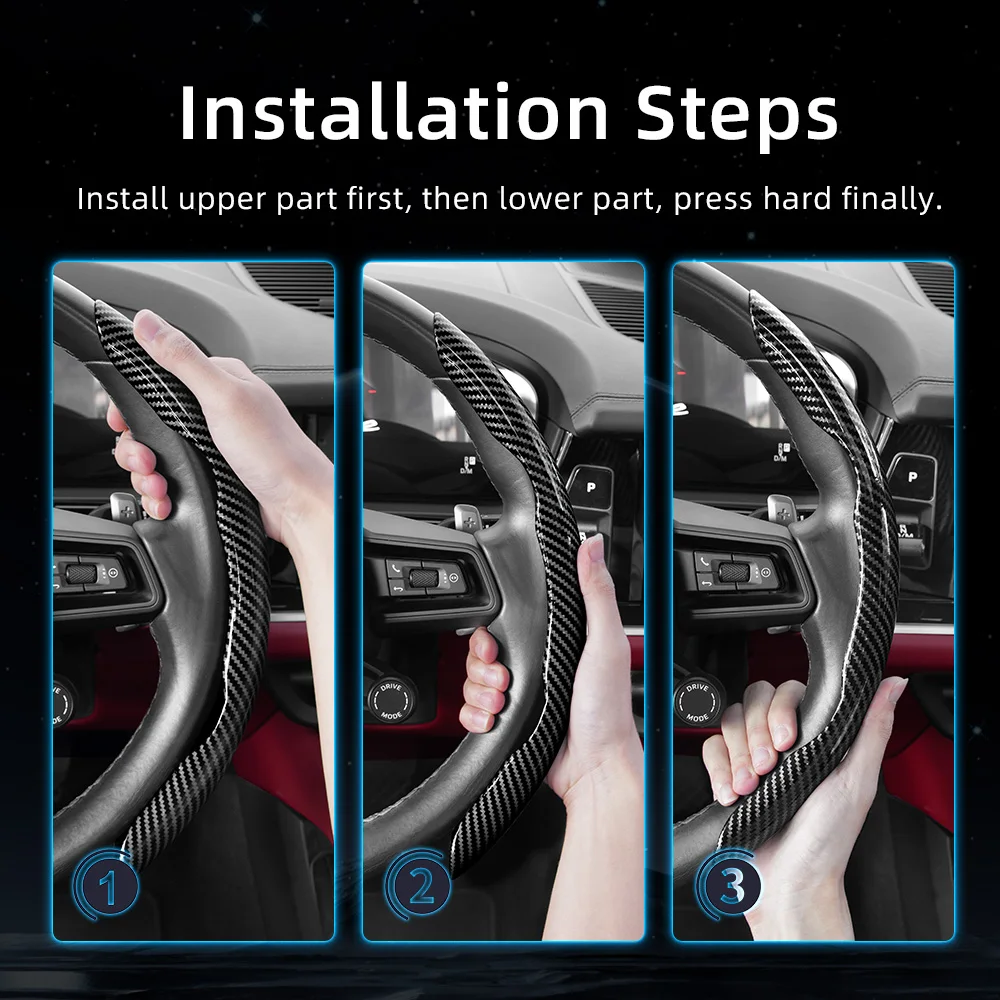 Suitable for Hyundai Carbon Fiber Texture Steering Wheel Cover with Segmented Quick-Release Design, Durable, for Tucson Elantra Avante I30 Sedan Alcazar Grand Creta I10 Kona Kauai Santa Fe Xcent Aura Venue I20 view 6