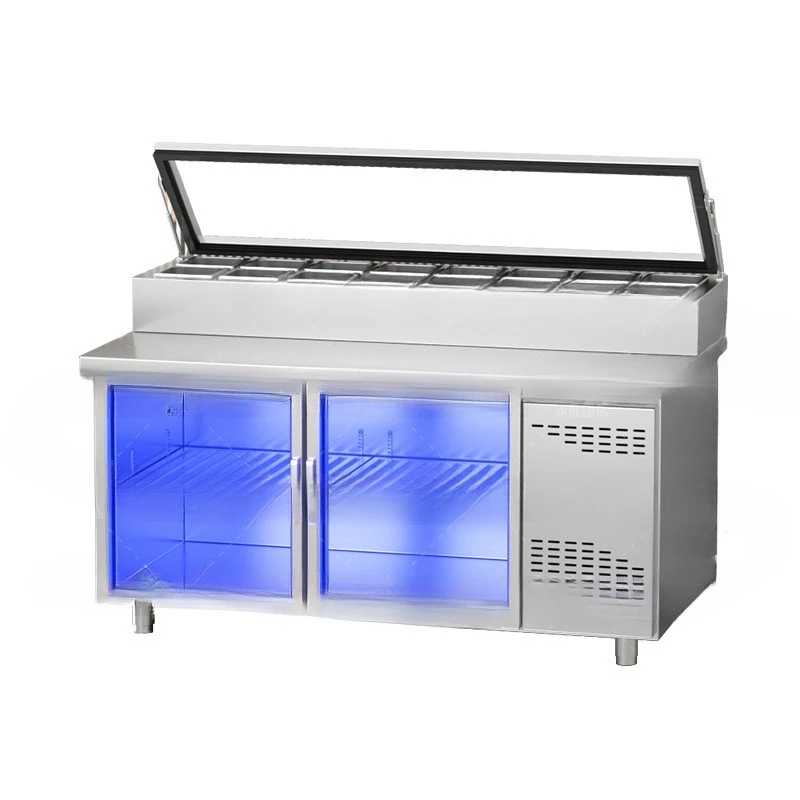 Commercial slotted salad table, fruit fishing refrigerated table