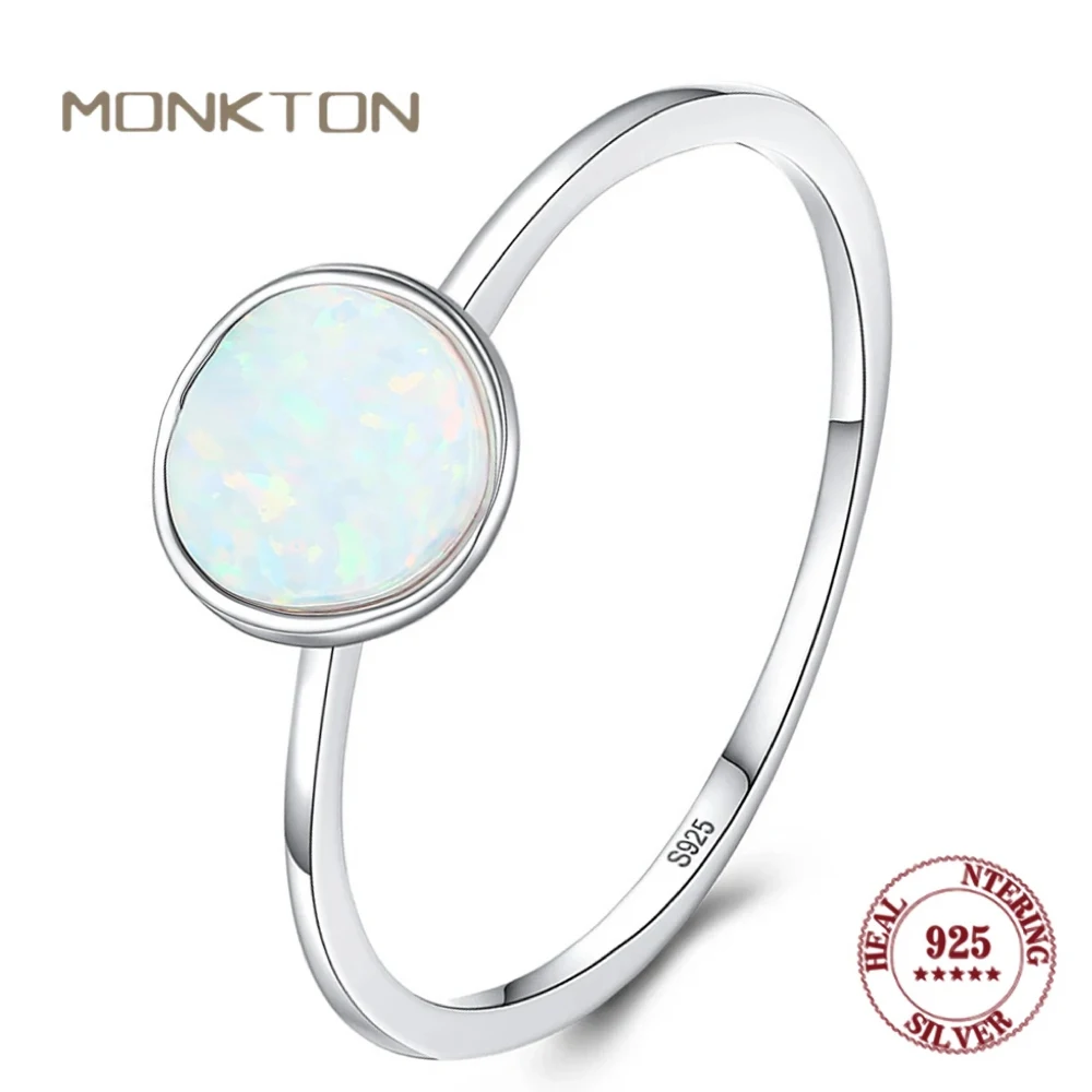 

Monkton 925 Sterling Silver Jewelry Real Opal Rings Heart Love Shape 3 Colors Gemstone Ring for Women Luxury Jewelry Wholesale