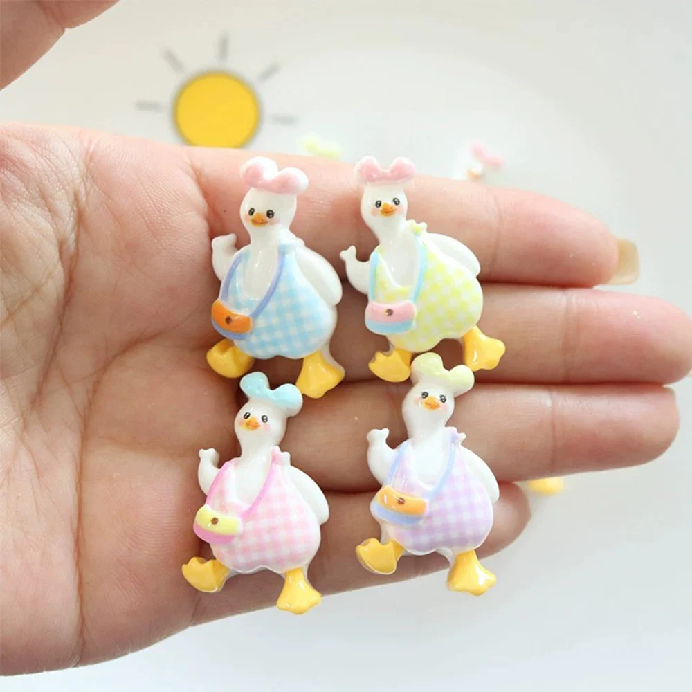 10PCS Shiny Package Duck Series Miniature Flat Back Resin Cabochons For Hairpin Scrapbooking DIY Home Decor Craft Accessories