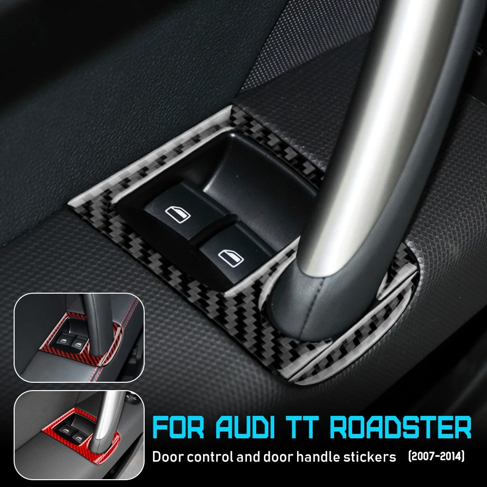

Carbon Fiber Interior Door Handle Window Switch Panel Trim for Audi TT 07-14 Inner Pull Handle Button Frame Cover Accessories