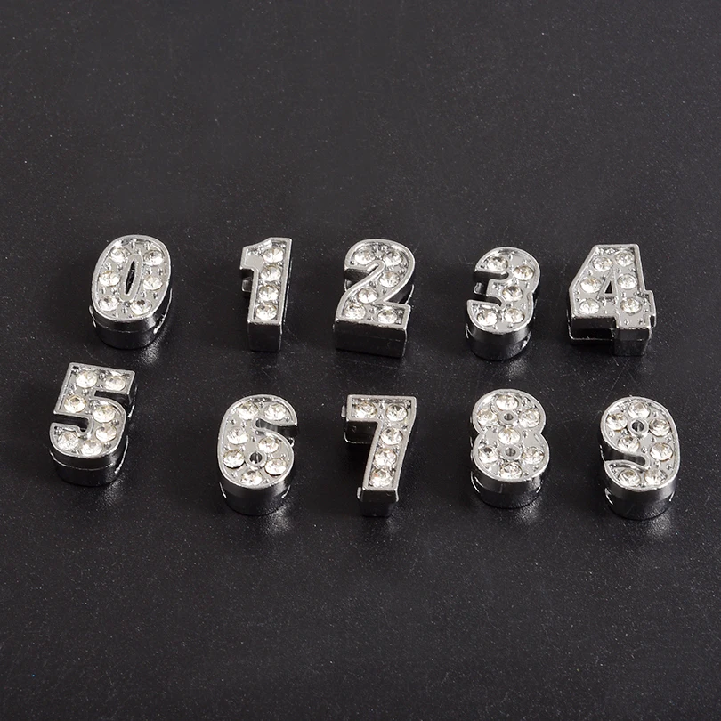 9/26Pcs 8mm Rhinestones A-Z Letter Alphabet Number Slide Charms For Wristband Bracelet Jewelry Making Mix Initial Words Bedels image 3