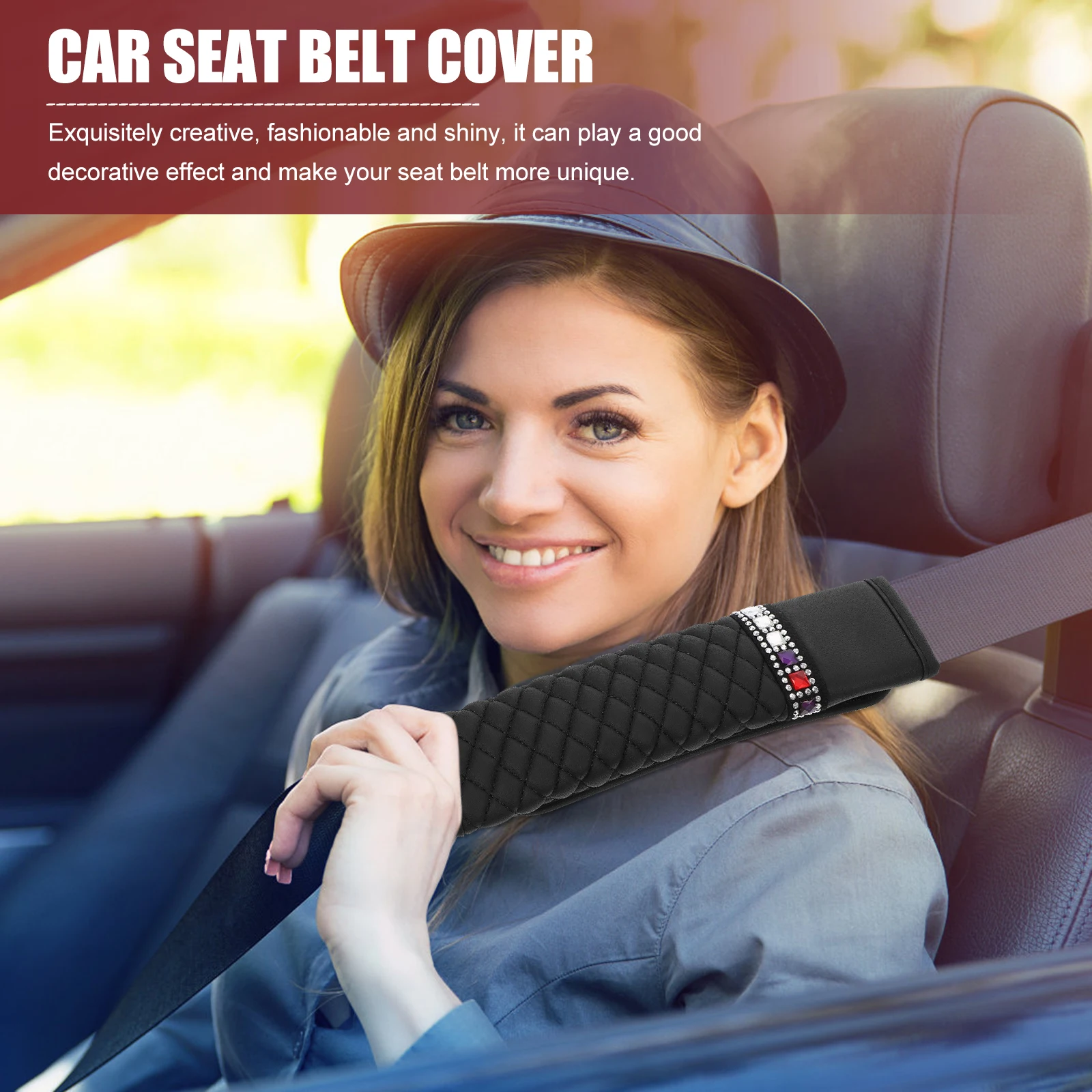 

Car Cover Shoulder Protector Cushion Fashionable Rhinestone Practical Auto Accessories Safety Harness Pad Motorcycle