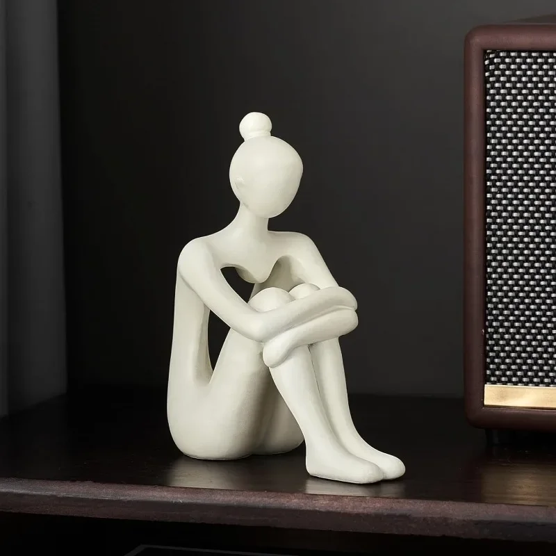 الراتنج رف الكتب الديكور مجردة القراءة امرأة المفكر تمثال الحلي الإبداعية الفن تصميم المنزل مكتب رف الكتب الديكور