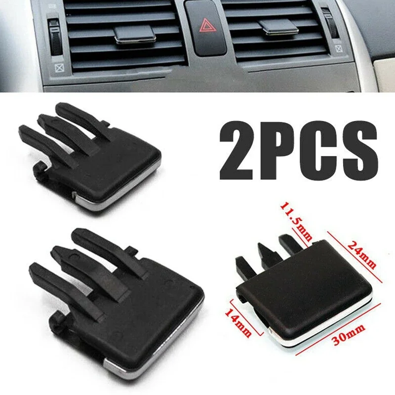 2pcs Black Plastics Air Vent Clips For Toyota Corolla Car Vehicle Air Conditioning Vent Louvre Blade Adjust Slice Clips