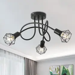 Pająk lampa wisząca 3-Heads Edison żyrandol Vintage wiele regulowany DIY sufit zestaw oświetleniowy jadalni i salonu,