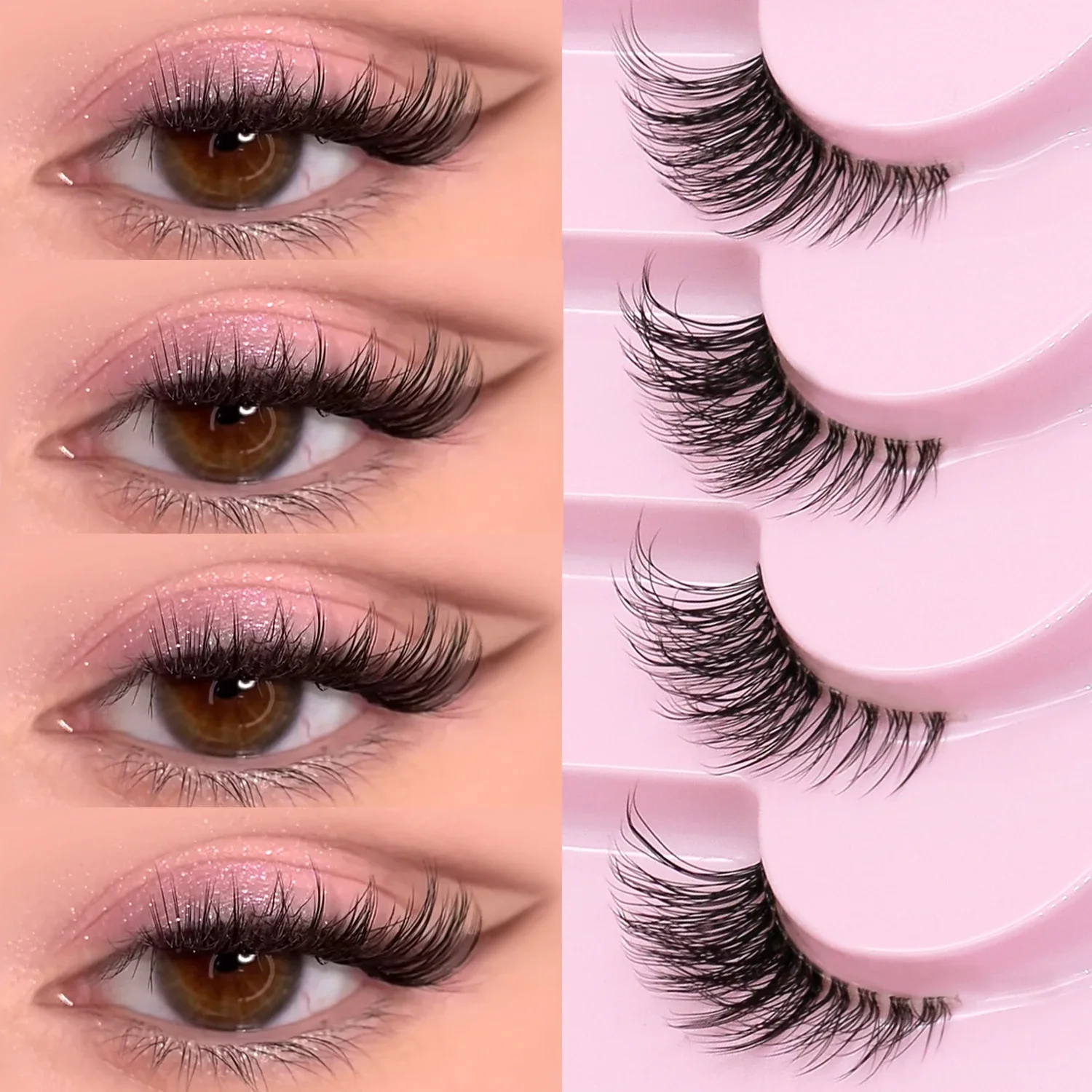 

Half Eyelashes Natural Cat Eye Lashes Soft Wispy Clear Band Lashes With Winged Ends For Extended Eye Look Makeup
