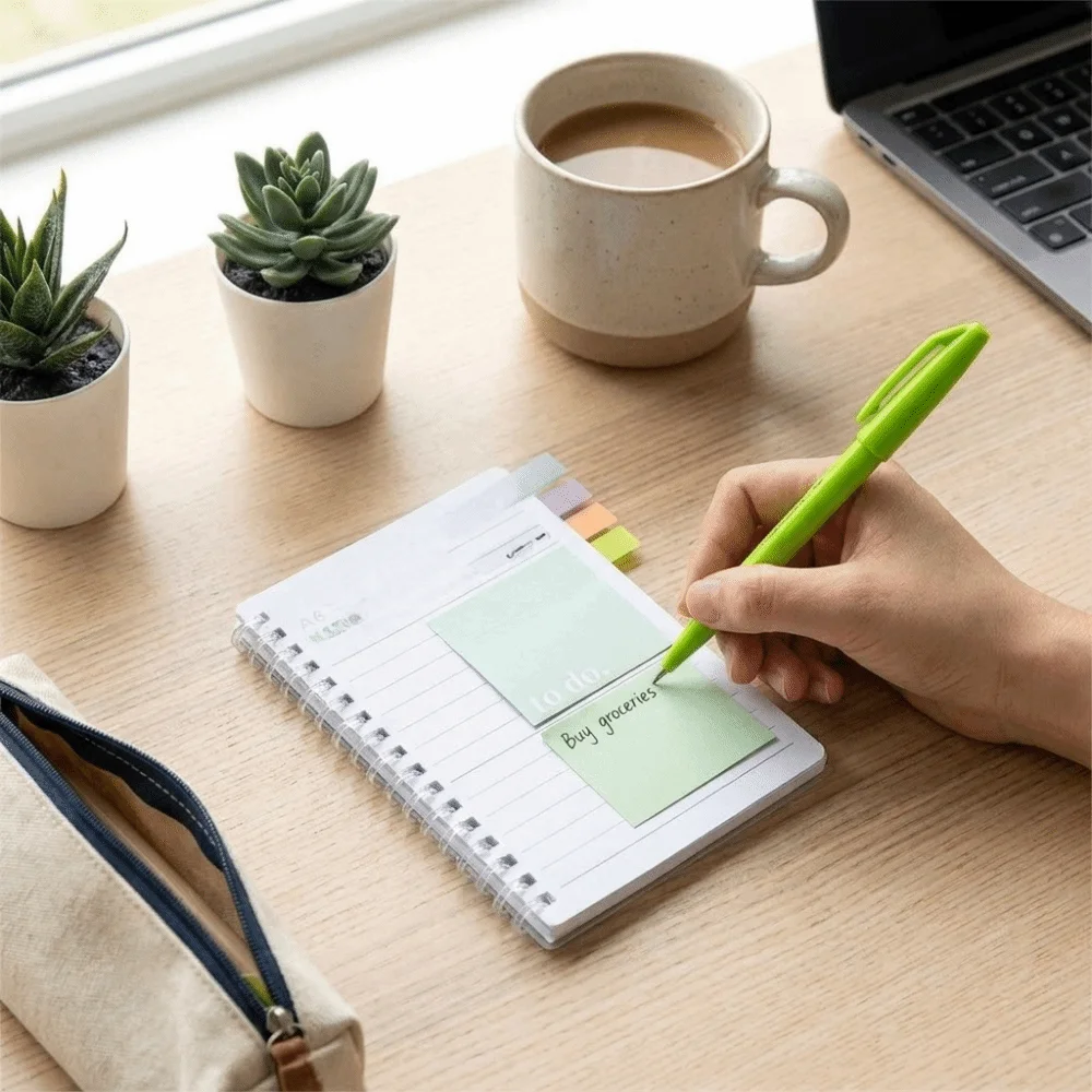Loose-Leaf Memo Pads Morandi Color Adhesive Expanding Sticky Notes Re-stickable Double-Sided Reusable Repositionable Index Tabs