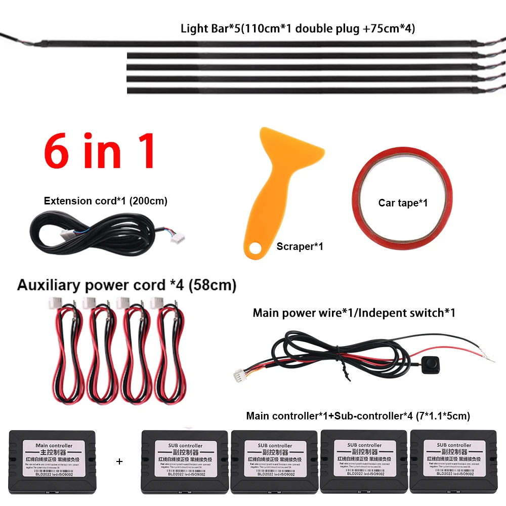 18 in 1 64 kleuren RGB Symfonie auto omgevingslicht interieur acryl gids LED-strip licht decoratie sfeerlamp door APP-bediening