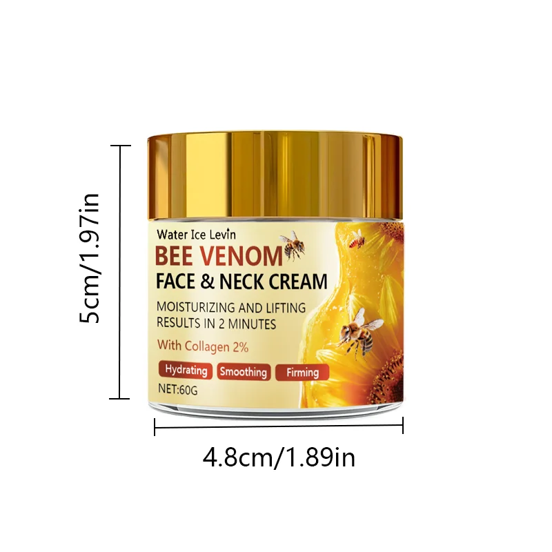 كريم رفع سم النحل يحتوي على حمض الهيالورونيك وفيتامين E - ثبات ورفع وترطيب، تركيبة خالية من الكحول، أنبوب فاتح، مناسب لجميع ألوان البشرة