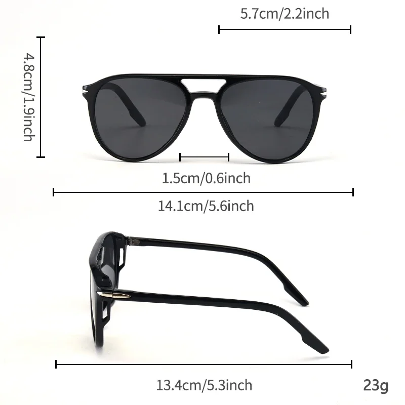 1Pc Men's Fashion Glasses New Pilot Double Bridge Design Large Frame Retro Versatile Trendy Street Style Suitable for Daily Outd