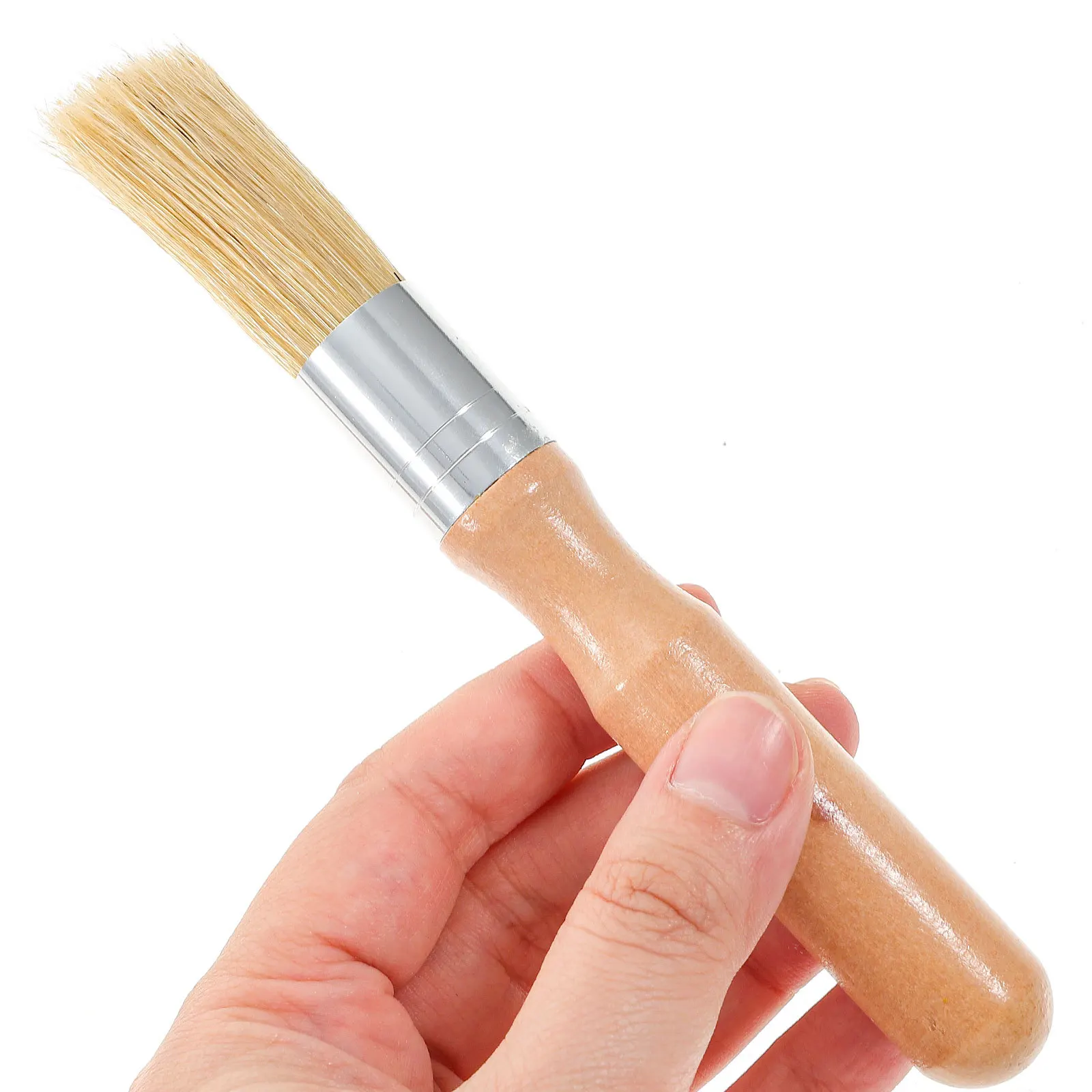 قطعتان من فرش الطلاء ذات الرأس الدائري مع مقبض خشبي أملس لطلاء الأكريليك بالألوان المائية الزيتية DIY Art Craft للبالغين #3