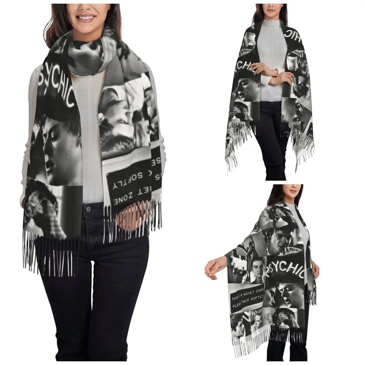 Scarf for Womens Winter Fall Shawls and Wrap Damon Salvatore The Vampire Diaries Large Scarves with Tassel for Daily Wear