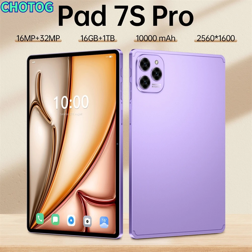 Tablette CHOTOG Pad 7s Pro 22GB+2TB 10000mAh Android 15 Double Caméra Version Globale Originale 10.1HD 5G Double SIM WIFI Pour Enfants