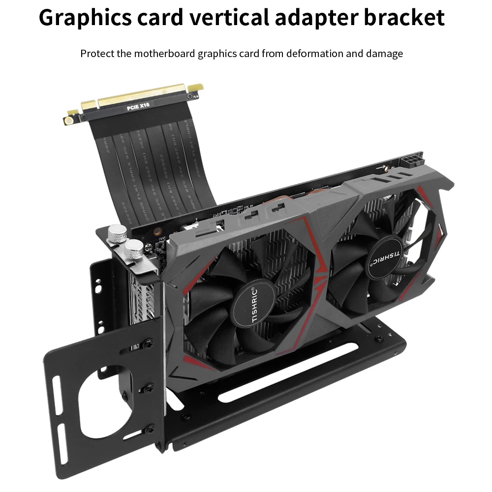 Imagem -02 - Tishric-pcie 4.0 Placa de Vídeo Riser Card Adaptador de Cabo de Fita Flexível Cabo de Extensão e Suporte Extensor de Slot Pci-e