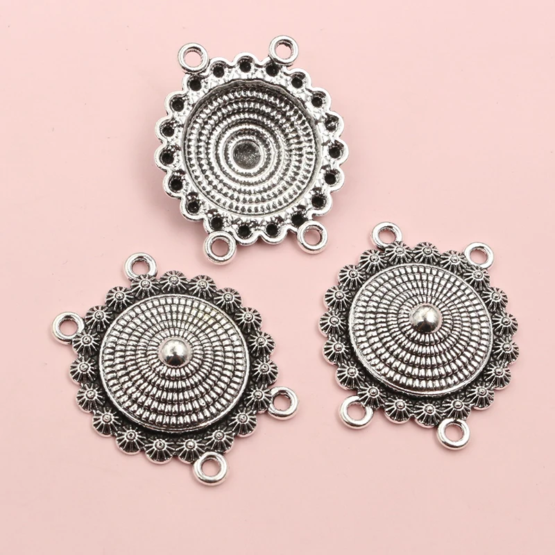 10pcs Antique Silver Plated Boho Vintage Flower Connector Charms Pendant DIY Jewelry Making Accessories Findings  image 4