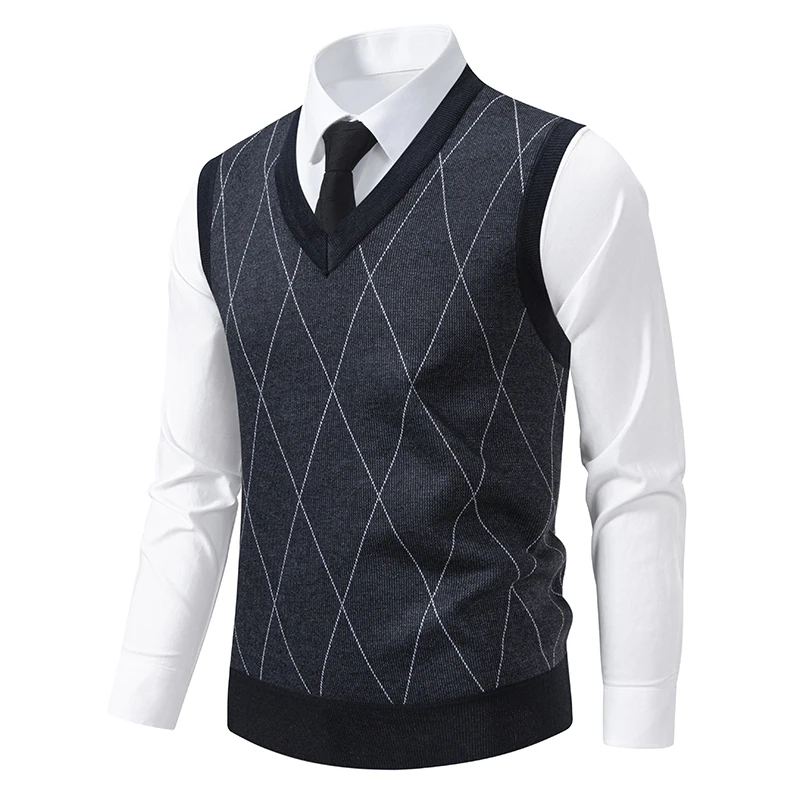 Men’s Button Down Sweater Vest Fleece Lined Knitted V-Neck Sleeveless Vest Pullover Knit Vests