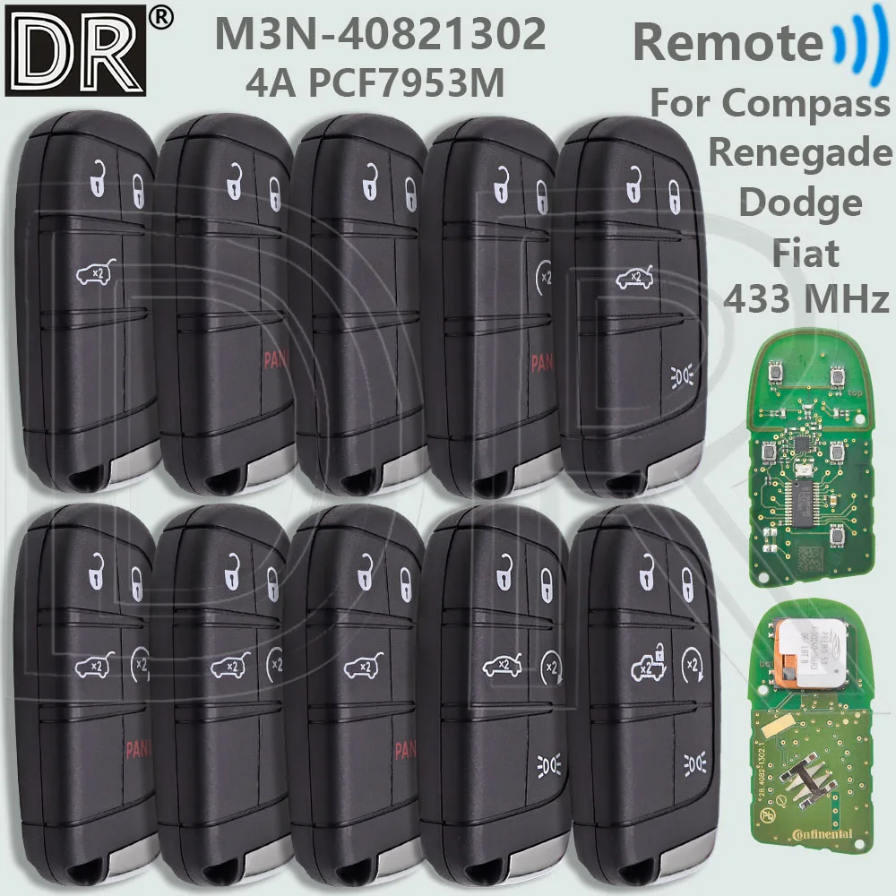 دكتور M3N- 40821302   4A PCF7953M الأصلي PCB 433MHz القرب سيارة مفتاح بعيد ل جيب كومباس رينيجيد دودج فيات 500 500X 500L