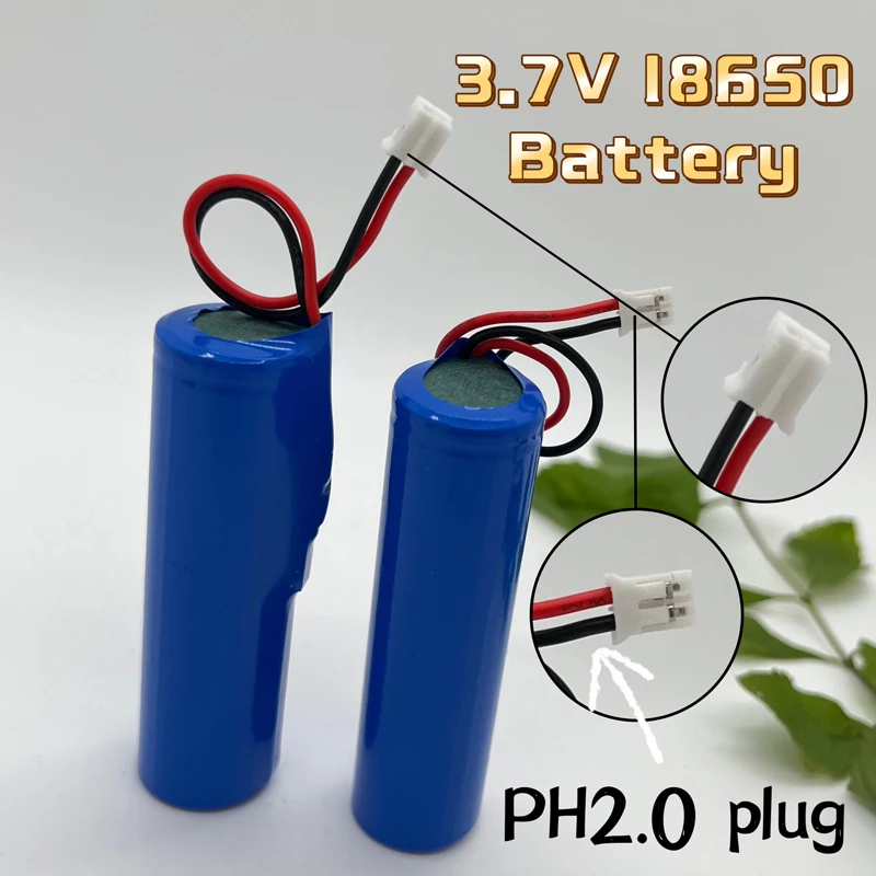 18650 بطارية ليثيوم أيون قابلة للشحن PH2.0 التوصيل 3.7 فولت (4.2 فولت ماكس) 3000 مللي أمبير قدرة عالية مع PCB لمكبرات الصوت وأجهزة الراديو والمصابيح الأمامية والألعاب