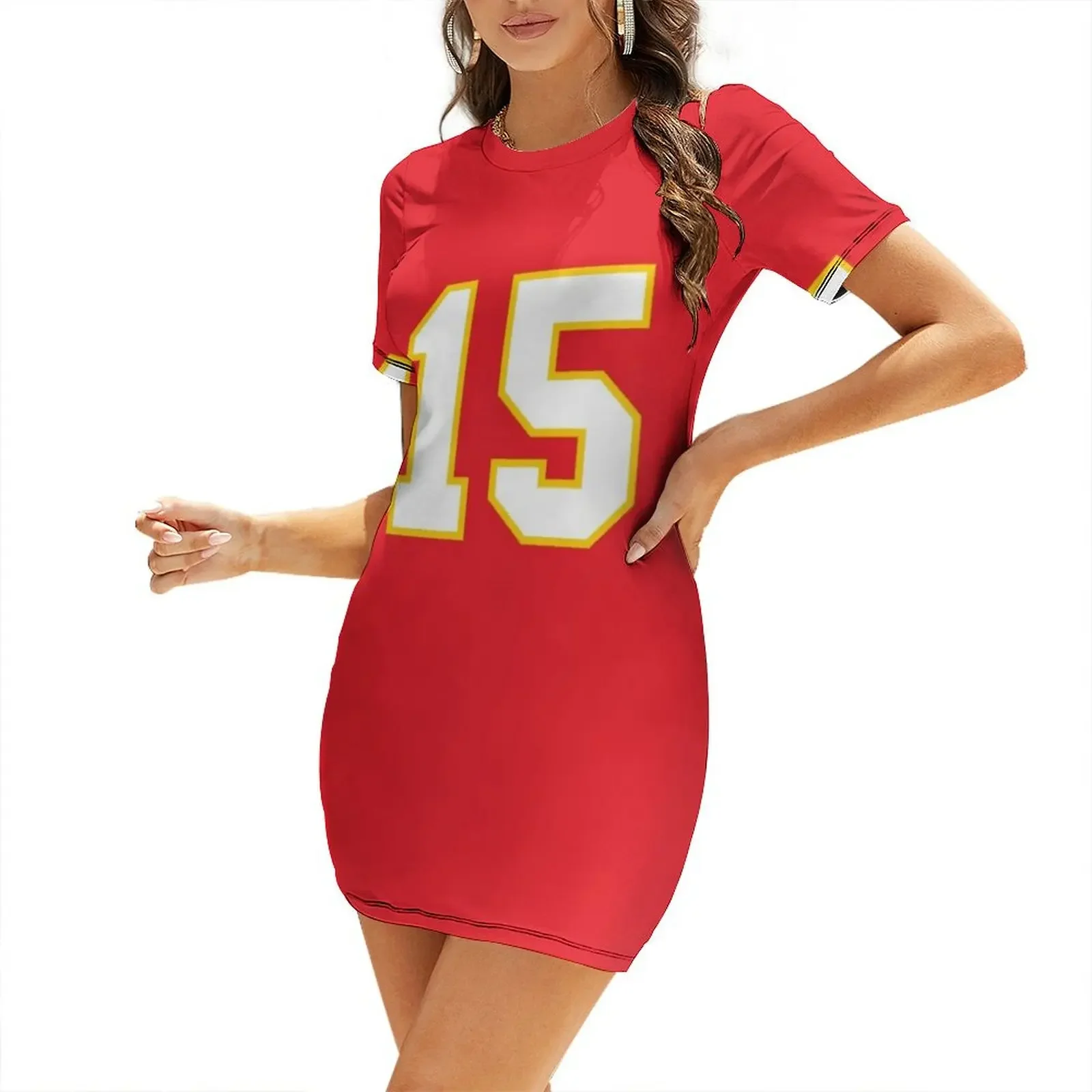 

Fifteen White Jersey Number 15 Short-Sleeved Dress Dress for girls elegant women's sets Dresses for wedding party