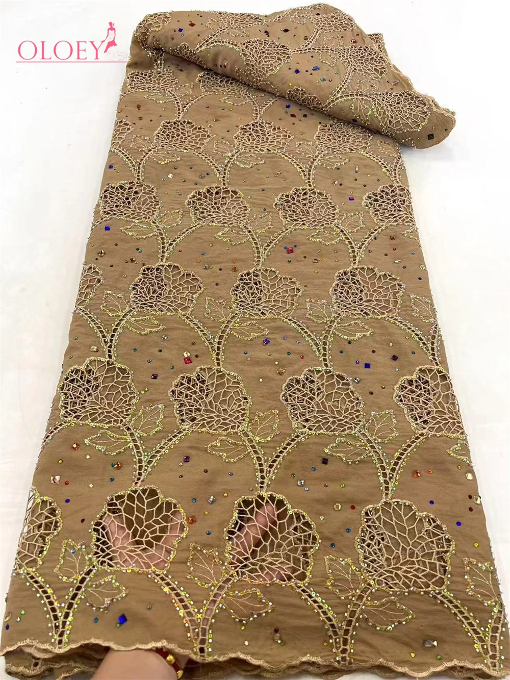 Environmentally Friendly colors  Fashion French Mesh Embroidery Sequin Fabric African Nigerian Lace Fabric For Wedding Dress