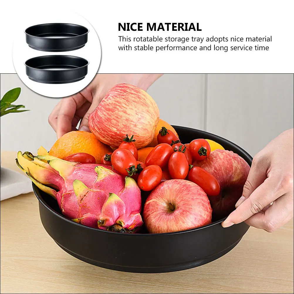 

2Pcs Seasoning Storage Rack Rotatable Kitchen Organizer for Spice Bottles Jars Holders Black Round Tray Kitchen Storage Holder