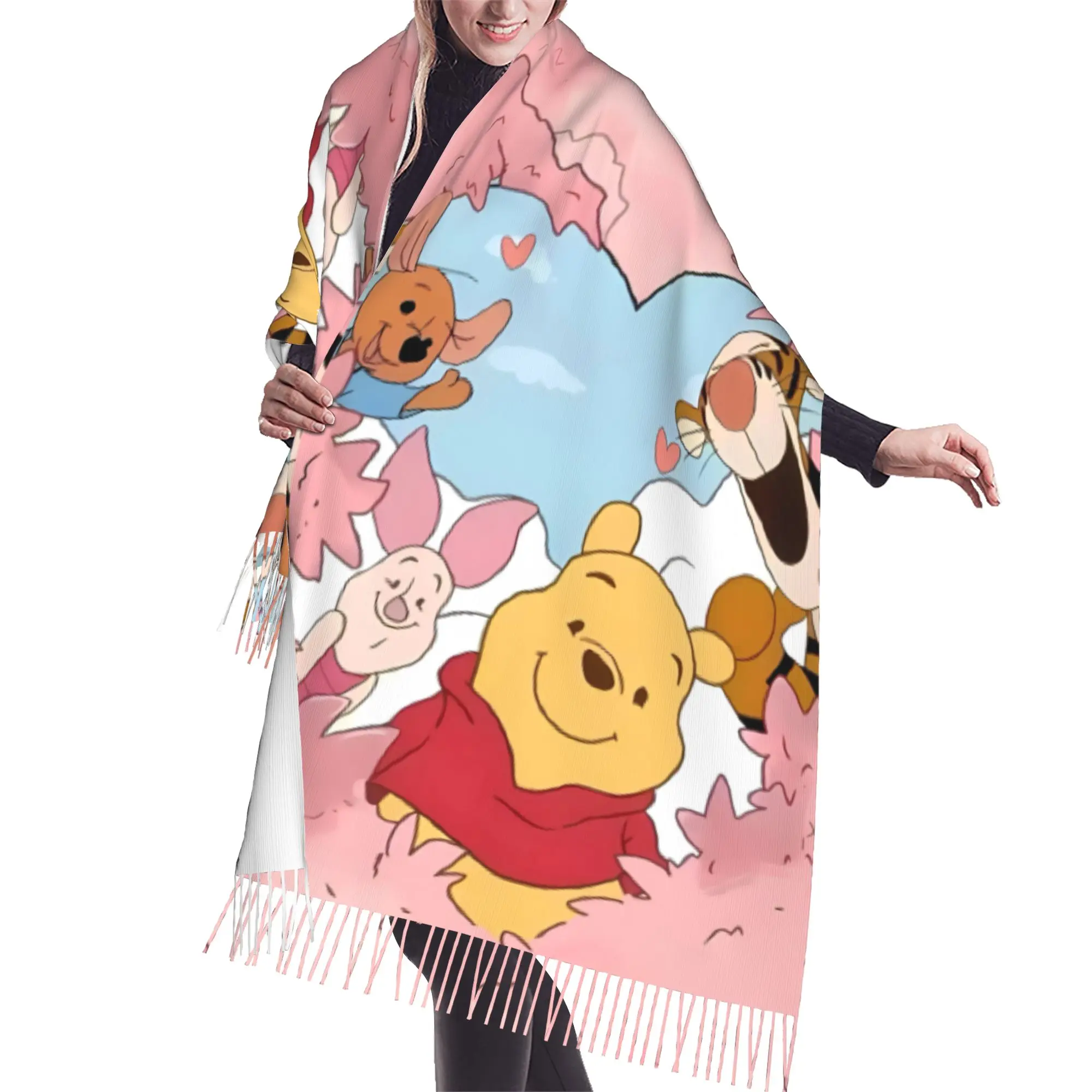Customized Printed Winnies Anime Poohes Scarf Men Women Winter Warm Scarves Bear Cartoons Shawls Wraps