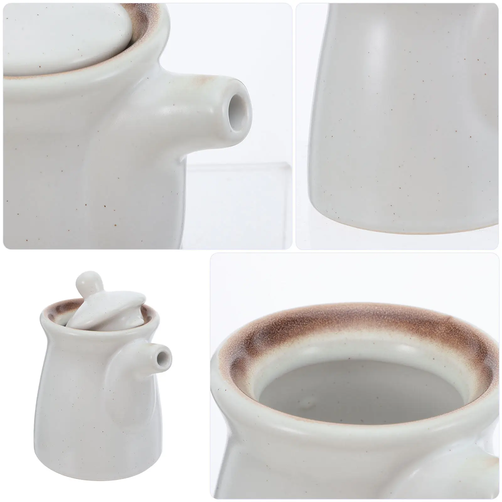 Japanese Ceramic Sauce Bottle Soy Sauce Dispenser Vinegar Cruet Jar 180Ml Spillproof for Sushi Sashimi Asian Dishes