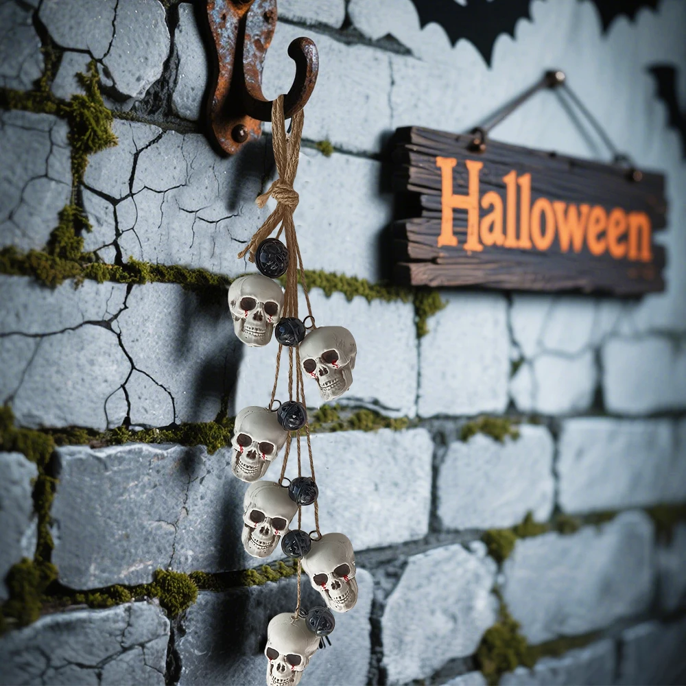 

Halloween Creative Skeleton Bells Skull Bell for Haunted House Party Entryway Horror Decoration Indoor Outdoor