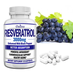 Resveratrol Supplement 3000 Mg - Non-GMO and Gluten Free, Ultra-Pure Trans-Resveratrol 120 Capsules, Anti-Aging, Antioxidant